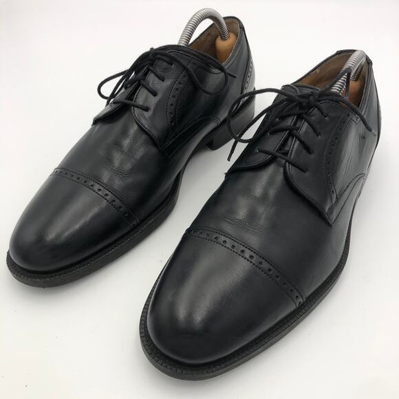 Johnston & Murphy Black Leather Oxfords, Men\'s Size 9W/EUR 420 main image 4